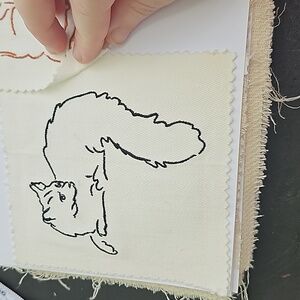 Handmade machine embroidery cat patch